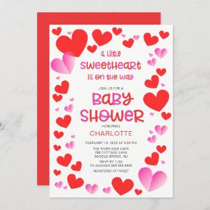 Colorful Little Sweetheart Girls Baby Shower Invitation