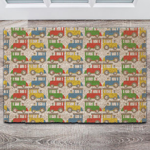 Colorful Little Trains Pattern Fiber Doormat