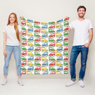 Colorful Little Trains Pattern Fleece Blanket