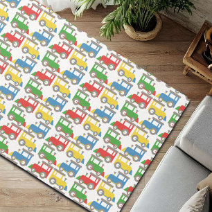 Colorful Little Trains Pattern Rug