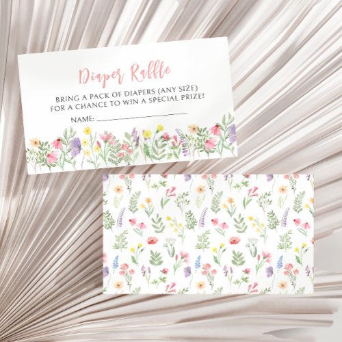 Colorful little wildflower baby girl diaper raffle enclosure card
