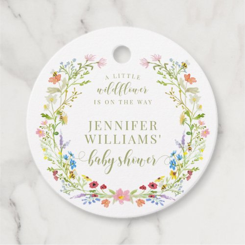 Colorful little wildflower baby shower thank you favor tags