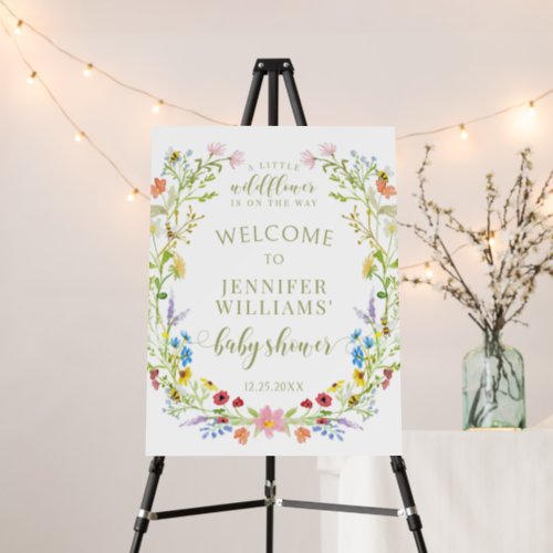 Colorful little wildflower baby shower welcome foam board