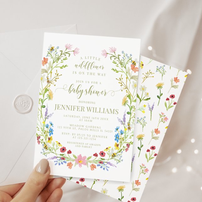 Colorful little wildflower boho baby girl shower invitation (Creator Uploaded)
