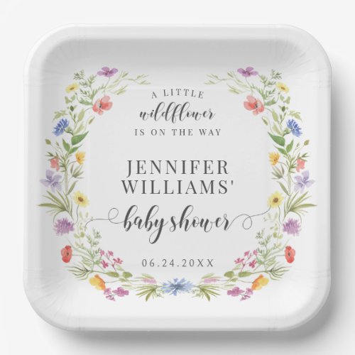 Colorful little wildflower boho Baby girl shower Paper Plates