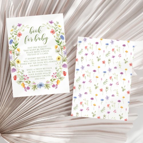 Colorful little wildflower book for baby shower enclosure card