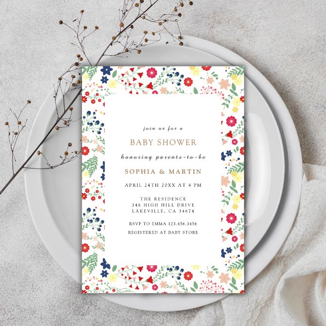 Colorful Little Wildflower Frame Baby Shower Invitation (Colorful Little Wildflower Frame Baby Shower Invitation)