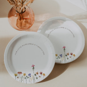 Colorful Little Wildflower Turning One Birthday Paper Plates
