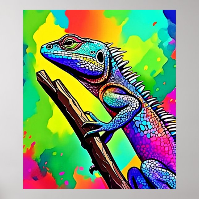 Colorful Lizard Art Design Poster (Front)