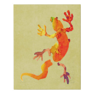 Colorful lizard gecko eco watercolor illustration faux canvas print