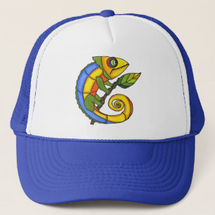 Colorful Lizard on a Branch Trucker Hat