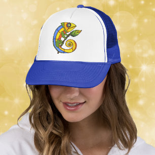 Colorful Lizard on a Branch Trucker Hat