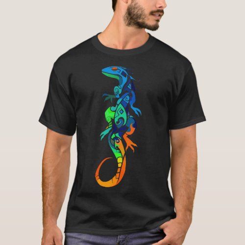 Colorful lizard with tribal motif T_Shirt