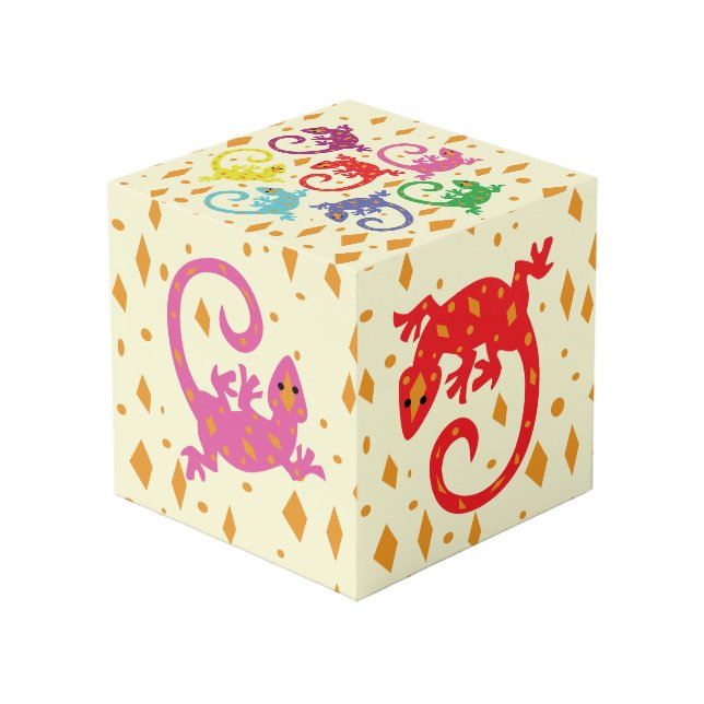 Colorful Lizards Cube (Front Angled)