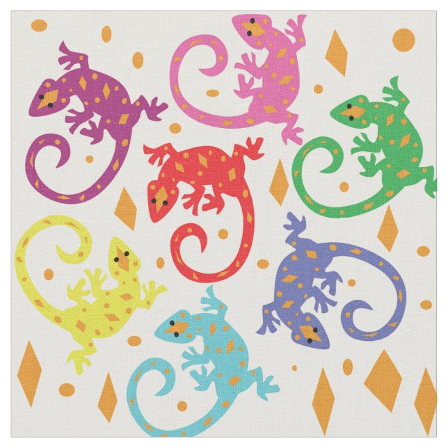Colorful Lizards Fabric (Close Up)