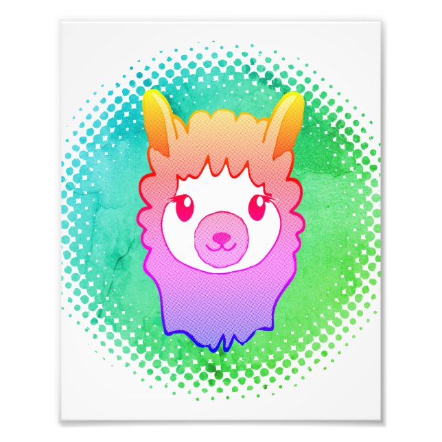 Colorful Llama Art Print (Front)