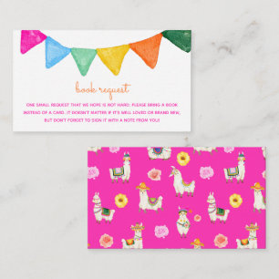 Colorful Llama Baby Shower Book Request Enclosure Card