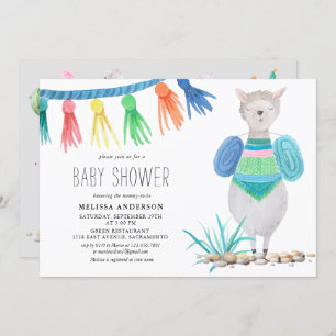 Colorful Llama Baby Shower Invitation