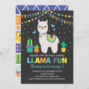 Colorful Llama Birthday Party / Boy Fiesta Alpaca Invitation