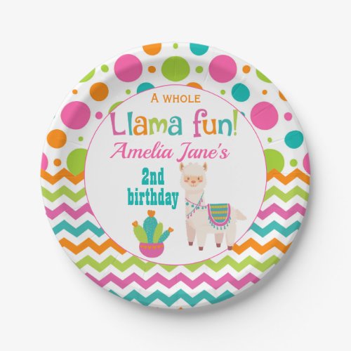 Colorful Llama Birthday Party Paper Plates