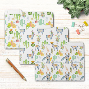 Colorful Llama Cactus Boho Patterns File Folder