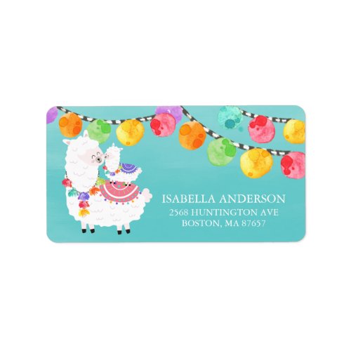 Colorful Llama Mama Baby Shower Address Label