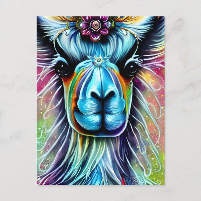 Colorful Llama Postcard (Front)