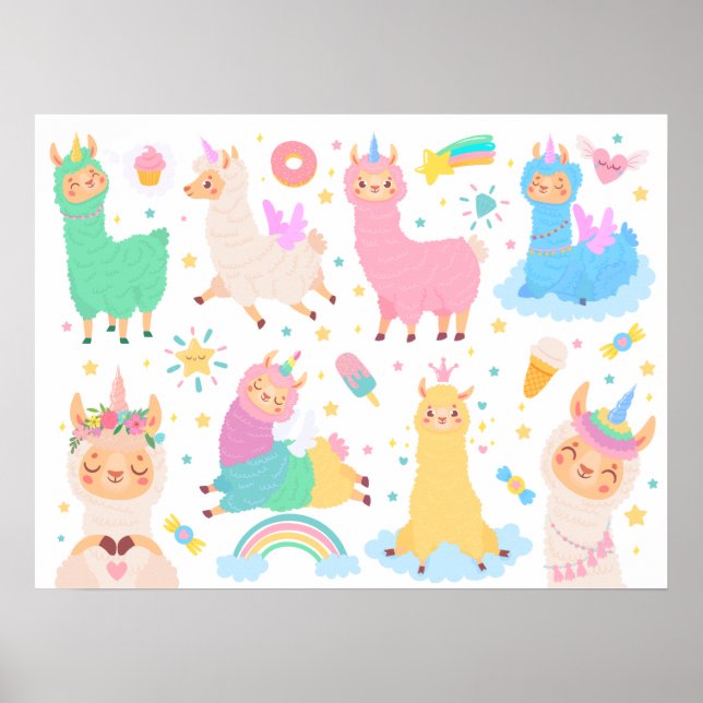 Colorful Llamacorns Poster (Front)