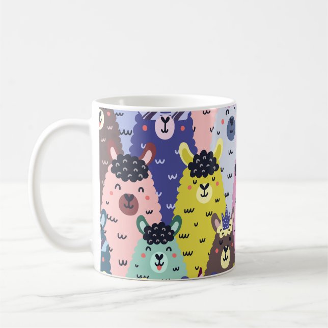 Colorful Llamas Childish Seamless Background Coffee Mug (Left)