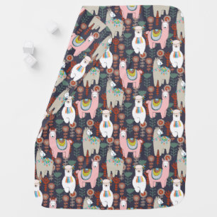 Colorful Llamas Pattern Baby Blanket