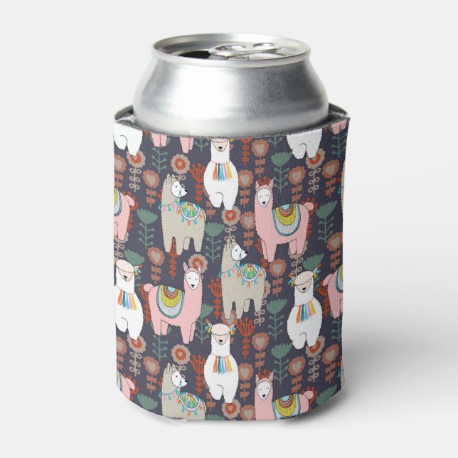 Colorful Llamas Pattern Can Cooler (Can Front)