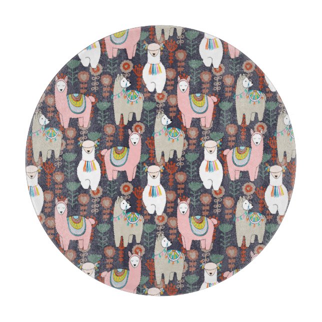 Colorful Llamas Pattern Cutting Board (Front)