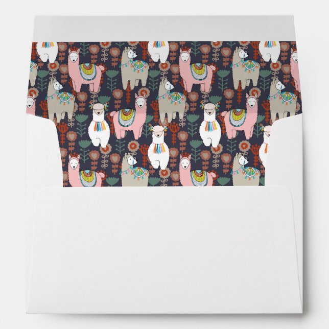 Colorful Llamas Pattern Envelope (Back (Bottom))