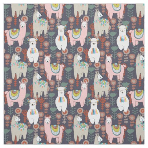Colorful Llamas Pattern Fabric