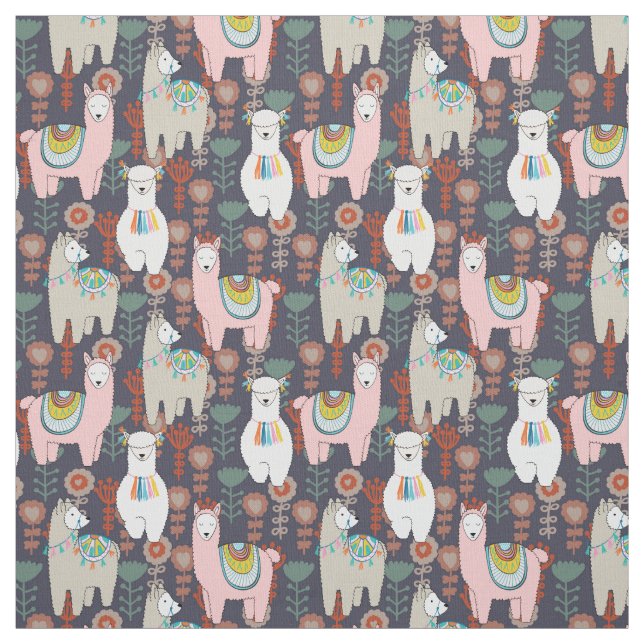 Colorful Llamas Pattern Fabric (Swatch)