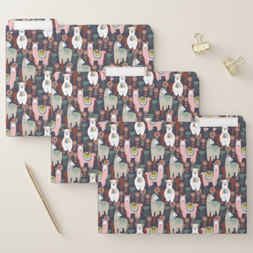 Colorful Llamas Pattern File Folder