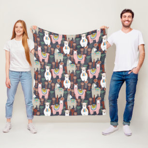 Colorful Llamas Pattern Fleece Blanket