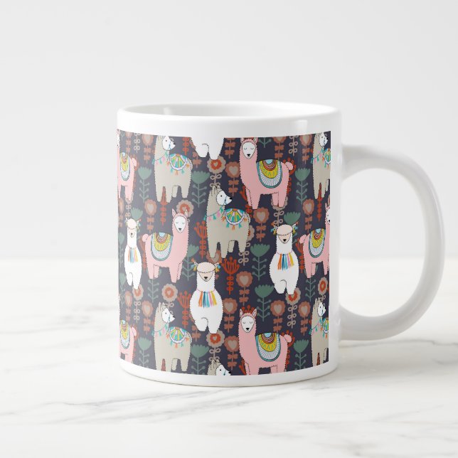 Colorful Llamas Pattern Giant Coffee Mug (Right)