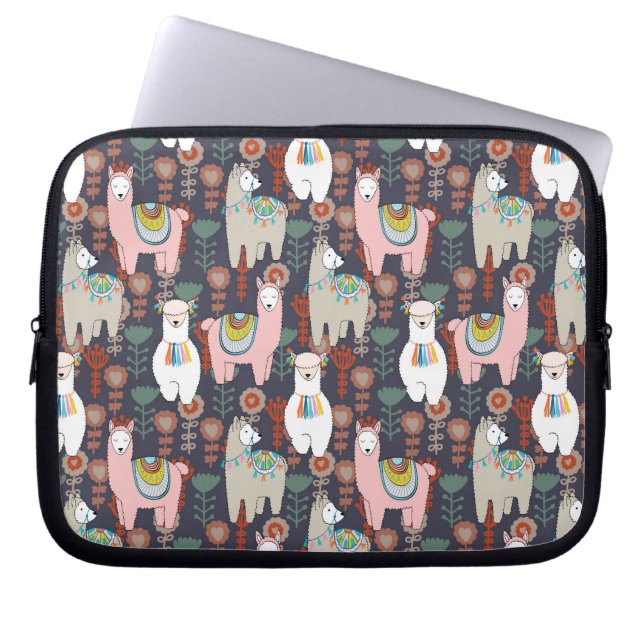 Colorful Llamas Pattern Laptop Sleeve (Front)