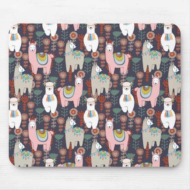 Colorful Llamas Pattern Mouse Pad (Front)