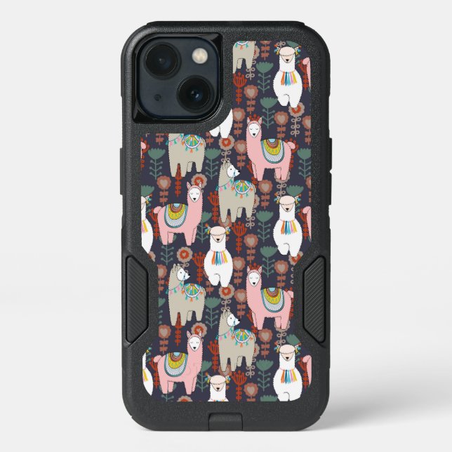 Colorful Llamas Pattern Otterbox iPhone Case (Back)