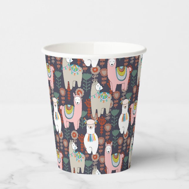 Colorful Llamas Pattern Paper Cups (Left)