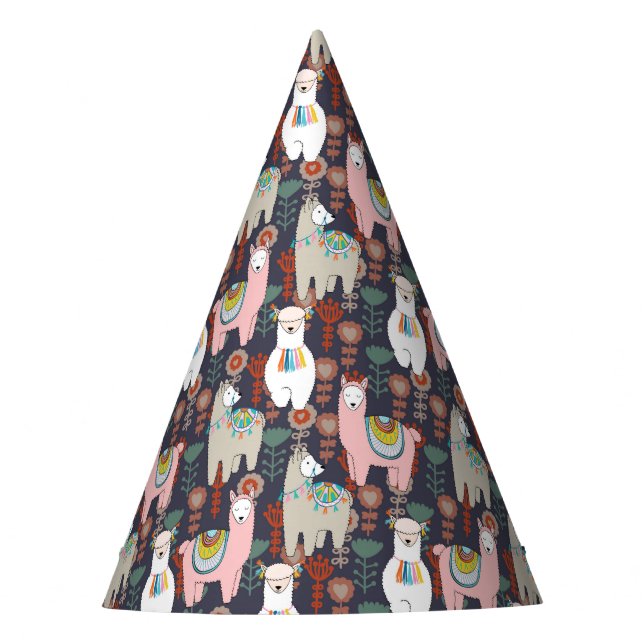 Colorful Llamas Pattern Party Hat (Front)