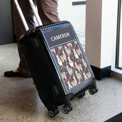Colorful Llamas Pattern  Personalize Luggage