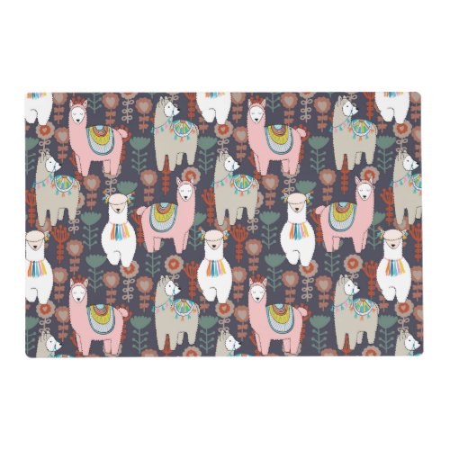 Colorful Llamas Pattern Placemat