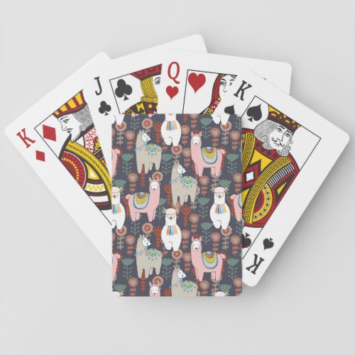 Colorful Llamas Pattern Poker Cards