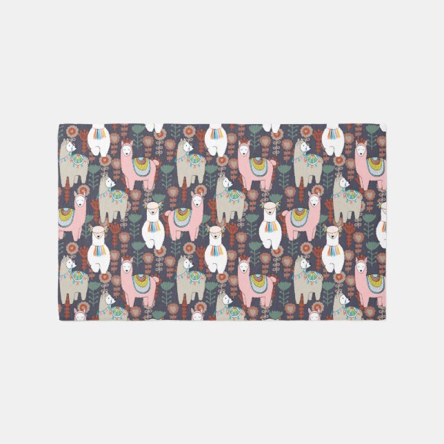 Colorful Llamas Pattern Rug (Front)