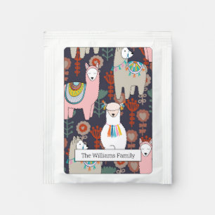 Colorful Llamas Pattern Tea Bag Drink Mix
