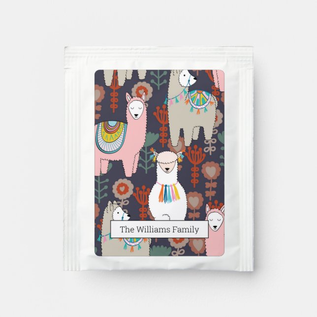 Colorful Llamas Pattern Tea Bag Drink Mix (Front)