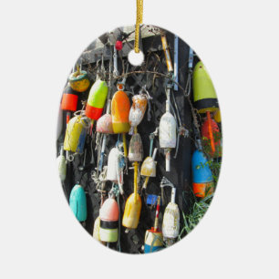 Colorful Lobster Buoys Ceramic Ornament